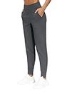 The Gym People Women's Joggers Pants Lightweight Athletic Leggings Tapered Lounge Pants for Workout, Yoga, Running, Dark Grey, Medium