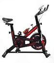 Dolphy Indoor Cycling Bike, Silent Belt Drive Exercise Bike Stationary Bicycle with Steel Flywheel, Adjustable Seat and Handlebar, Heart Rate Monitor LCD Monitor-Red