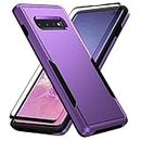 Asuwish Phone Case for Samsung Galaxy S10 Plus with Screen Protector Cover and Slim Hybrid Full Body Protective Cell Accessories Glaxay S10+ Galaxies S10plus 10S Edge S 10 10plus Cases Women Purple