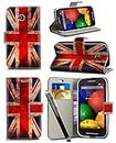 Alcatel One Touch Pixi 3 (4.5 inch) Dual SIM 4027D - New Creative Colourful Graphic Pattern Wallet Case Cover Printed Design with Integrated Stand & Large STYLUS Pen - Vintage Union Jack England London