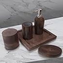 HANDICRAFT BAZAAR Marble Bathroom Set for Home, Countertops, Kitchen, Sinks | Soap Dispenser, Toothbrush Holder, Soap Dish, Tray (Set of 5, Bronze)