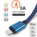 Heavy Duty USB Charger Cable for iPhone 5 6 7 8 X 11 12 13 Fast Charge Data Cord