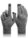 TRENDOUX Touch Screen Gloves, Thermal Glove Men Unisex - Anti-Slip Grip - Elastic Cuff - Warm Lining - Knitted Stretchy Material - Thermal Glove for Outdoor Driving Typing Smartphone - Black Gray - L