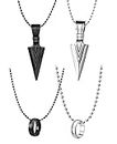 Okos Men's Stainless Steel Jewellery Combo Pack of 4 Solid Black and Silver Plating Stylish Arrow Pendant and Ring Pendant For Boys and Men PD1000876STYL2
