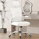 Mimoglad Office Chair, High Back Ergonomic Desk Chair with Adjustable Lumbar Support and Headrest, Swivel Task Chair with flip-up Armrests for Guitar Playing, 5 Years Warranty (Modern, Ivory White)