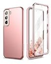 SURITCH Compatible with Samsung Galaxy S22 Plus Case [Built-in Screen Protector] 360 Degree Full Body Protection Cover Bumper Shockproof Non Slip Case for Samsung Galaxy S22 Plus 5G Rose Gold