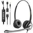 Wantek USB Headset With Microphone For Laptop, PC Headphones With Mic Noise Cancelling, Computer Headsets With In-Line Volume Control & Mute, Compatible with Ms teams, Zoom, Webex, Office, Home