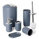 Moss & Stone 6 pcs Bathroom Accessories Set, Bathroom Decor Sets Includes Soap Dispenser, Toothbrush Holder, Toothbrush Cup, Soap Dish, A Complete Bathroom Accessories Blue Set