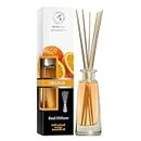 Orange Diffuser 100ml with Natural Orange Essential Oil - Fresh Room - Long Lasting Fragrance - Scented Reed Diffusers Orange - Best for Aromatherapy - Gift - Home - Aroma - Citrus - with Sticks