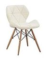 Deal Dhamaal Eames Replica Faux Leather Dining Chair/Cafeteria Chair/Side Chair/Accent Chair (Off-White)