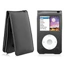 Leather Protective Shell Case Cover for Apple iPod Classic 6th 7th 80GB, 120GB Thin 160GB and iPod Video 5th 30gb with Belt Clip + Screen Protector-10.5mm Thickness Thin Version