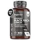 Black Maca Root Capsules 5550mg (High Strength) – 180 Vegan Black Maca & Yellow Maca Capsules (6 Months Supply) - with L-Arginine, Panax Ginseng, Pepper - Zinc for Testosterone Levels & Metabolism