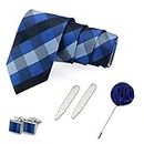 Peluche Mod Gift Box Includes 1 Neck Tie, 1 Brooch, 1 Pair of Cufflinks & 1 Pair of Collar Stays for Men