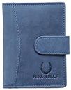 Husk N Hoof RFID Protected Leather Credit Card Holder Wallet for Men Women Blue (20 Card Slots)