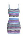 Verdusa Women's 2 Piece Outfit Striped Crop Cami Top and Mini Bodycon Skirt Sets Blue L