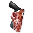 Masc Leather Paddle Holster for Revolver with Thumb Break Fits N Frame Smith Wesson Model 29/629 Standard Barrel 44 Mag 4'' BBL, R/Draw, Brown Color #1259#
