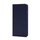 32nd Classic Series - Real Leather Book Wallet Flip Case Cover For Apple iPhone 6 & 6S, Real Leather Design With Card Slot, Magnetic Closure and Built In Stand - Navy Blue