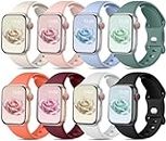 Mastten 8 Pack Sport Straps Compatible with Apple Watch Strap 38mm 40mm 41mm for Women Men, Soft Silicone Replacement Band for Apple Watch Series 9 / iWatch Series 9 8 7 6 5 4 3 2 1 SE, Light Colour