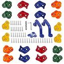 KINSPORY 20pc Rock Climbing Holds Kids and 2pc Climbing Grips, Colourful DIY Pig Nose Shape Rock Wall Stones Climbing Frames Set for Indoor Outdoor Playground PlaySet Building with Superior Mounting Hardware Kit