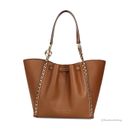 Michael Kors Mina Large Luggage Leather Belted Chain Inlay Tote Bag