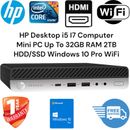 HP Desktop i5 OR I7 Computer Mini PC Up To 32GB RAM 2TB SSD Windows 10 Pro WiFi