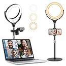 Desk Ring Light with Stand and Phone Holder-Laptop Ring Light for Zoom Meeting-Computer Light for Video Conferencing-Led Streaming Light for YouTube Tiktok Vlogging Video Recording Makeup (Black)