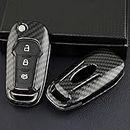Qirc - Funda para llave de coche de fibra de carbono ABS con control remoto para Ford Explorer F-150/250 Ranger Mondeo Ecosport funda para llave de coche (sin hebilla)