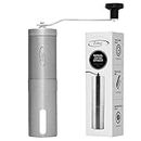 Zolay® Manual Coffee Grinder with Adjustable Settings, Brushed Stainless Steel, Conical Burr Mill for Aeropress Drip Coffee Espresso French Press (Stainless Steel, Silver)