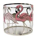 Bath & Body Works Candle Holder Large 3 Wick Sleeve Pink Flamingo Metal Silver
