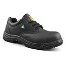 Tiger Safety CSA Men's Steel Toe Leather Work Safety Shoes 4933, Black, Size 12 X-Wide