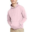 Hanes Men's Pullover EcoSmart Fleece Hooded Sweatshirt, Pale Pink, Medium