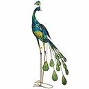 TERESA'S Collections Solar Peacock Garden Statue for Yard Decor, 35 Inch Bird Large Metal Lawn Ornaments Yard Art for Outdoor Outside Backyard Porch Patio Pond Pool Indoor Decorations