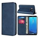 Cavor for Samsung Galaxy S8 Plus Case,Cowhide Pattern Leather Case Magnetic Wallet Cover with Card Slots(6.2") -Navy Blue