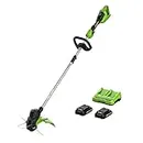 Greenworks 48V (2 x 24V) 15-Inch TORQDRIVE Cordless String Trimmer, (2) 24V 2Ah USB Batteries and 4A Dual Port Charger Included, Green (ST48B2210)