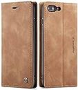 SINIANL iPhone 8 Plus Wallet Case iPhone 7 Plus Leather Case, Folio Case with Kickstand Credit Card Holder Magnetic Closure Folding Flip Book Cover Case for iPhone 7 Plus iPhone 8 Plus - Brown