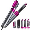 TechKing (GRAB THE DEAL WITH 20 YEARS WARRANTY) 5 in 1 Hair Styler, Hot Air Brush, Airwrap Styler, Negative Ion Comb for Straightening,Curling Appliances with 5 Interchangeable Brushes Best Styler for Women-PINK