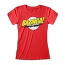 The Big Bang Theory Bazinga Tailliertes Damen-T-Shirt Rot XL | S-XXL, Damenmode dünne passende Top, Geburtstags-Geschenke, Mama Tochter Schwester-Geschenk-Idee