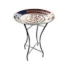 BACKYARD EXPRESSIONS PATIO · HOME · GARDEN 906119-NW 2024 Model Backyard Expressions Handpainted Glass Bird Bath with Metal Stand for Outdoor, Patio, Garden-American Flag Design, Red, Ivory, Blue