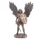 Bronze Finish Archangel St. Michael in Armor Holding Shield and Sword Statue