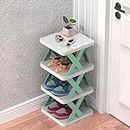 NYALKARAN Multi-Purpose Stackable Shoe Rack Adjustable Slots, Stylish Shoe Storage Organizer for Bedroom and Entryway - Easy Assembly, Durable Home Stand for Footwear (4 Layer, Light Green)