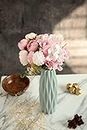 SATYAM KRAFT 1 Pcs Artificial Head Rose Peony Fake Flowers Sticks Bunch Decorative Items for Home, Living Room, Table Decoration for Anniversary (Without Vase Pot) (Light Pink,Fabric)