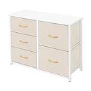 AZL1 Life Concept Storage Dresser Furniture Unit-Large Standing Organizer Chest for Bedroom, Office, Living Room, and Closet-5 Drawer Removable Fabric Bins, Ivory