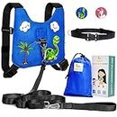 HappyVk Safety Harness for Kids-Anti Lost Walking Toddler Baby Leash-with Free Drawstring Storage Bag and Hands Free Belt for Parents-Cute Dinosaur Embroidery-Suitable for 1-4 Years Old Boys Girls
