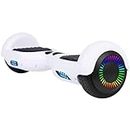 Funado Smart-S RG1 Hoverboard, Bluetooth Built-in Speaker, LED Lights, Self-Balancing, 8mph Speed, 180° Rotation Axis, Non-Slip Footpad, Perfect for All Ages, White