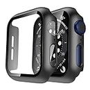 TAURI 2 Pack Apple Watch 40mm Serie 6/SE/5/4 Funda+Cristal Templado, PC Case y Vidrio Protector de Pantalla Integrados, Slim Cover de Bumper y Protector Pantalla (Negro)