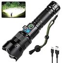 Alicegirl Flashlights High Lumens Rechargeable - 990000 Lumen LED Brightest Flashlight, 12H Long Run Time, 5 Modes, IPX6 Waterproof Powerful Handheld Flash Light for Camping Home Outdoor