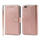 Cavor for iPhone 6, iPhone 6S Wallet Case for Women, Flip Folio Kickstand PU Leather Case with Card Holder Wristlet Hand Strap, Stand Protective Cover for iPhone6/ iPhone6s 4.7'' Phone Cases-Rose Gold