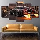 TBDY Bilder Poster kunstdrucke skulpturen | 5 Teilig Black Nissan GT-R R35 Liberty Walk Auto Poster |Wohnzimmer Dekor Rahmenlos (30x40cmx2+30x60cmx2+30x80cmx1)