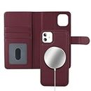 Zouzt for iPhone 11 MagSafe Case iPhone 11 Wallet Case iPhone 11 Case with Card Holder iPhone 11 Case Wallet with Credit Slot, Magnetic Detachable Shockproof Protective Phone Cover - Burgundy