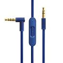 (Blue) - Replacement Audio Cable Cord Wire with in-line Microphone and Control Compatible with for Beats by Dr Dre Headphones Solo, Studio, Pro, Detox, Wireless, Mixr, Executive, Pill (Blue)